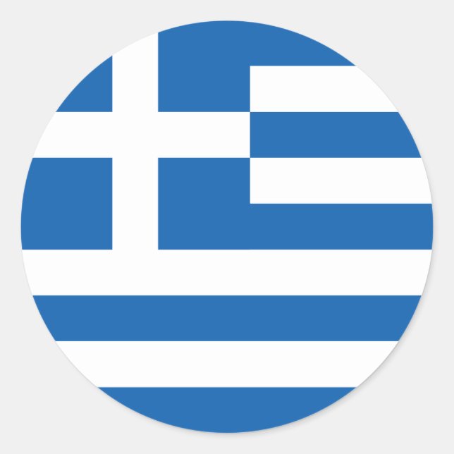 Pegatina Redonda Bandera de Grecia (Anverso)