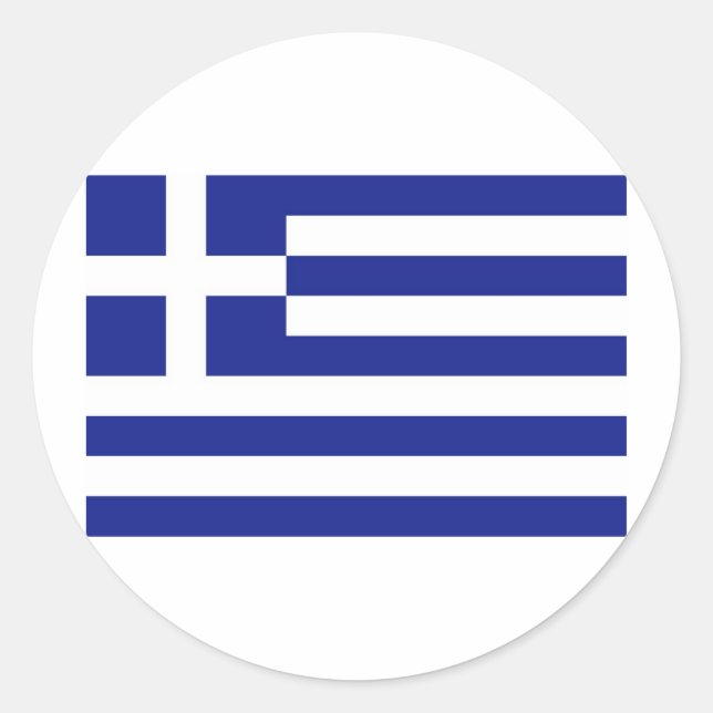 Pegatina Redonda Bandera de Grecia (Anverso)