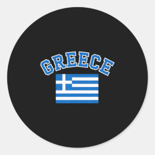 Pegatina Redonda Bandera de Grecia Recuerdo de viaje griego 