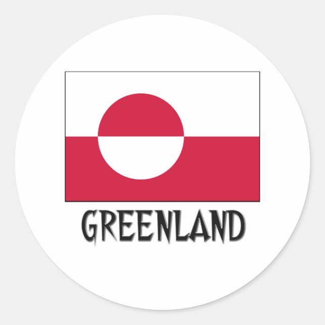 Pegatina Redonda Bandera de Groenlandia (Anverso)