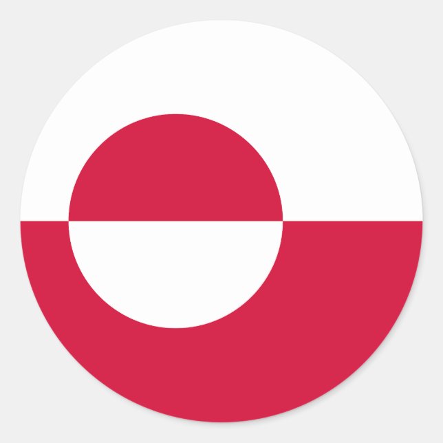 Pegatina Redonda Bandera de Groenlandia (Anverso)