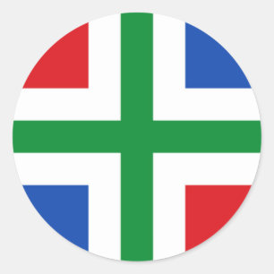 Pegatina Redonda Bandera de Groninga (provincia)