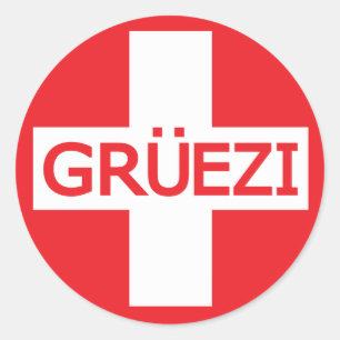 Pegatina Redonda Bandera de Gruezi Suiza