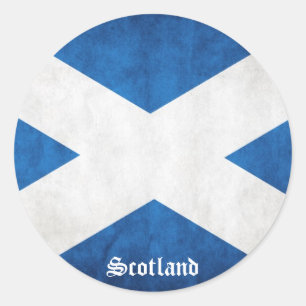 Pegatina Redonda Bandera de Grunge de Escocia