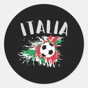 Pegatina Redonda Bandera de Grunge de la pelota de fútbol de Itali