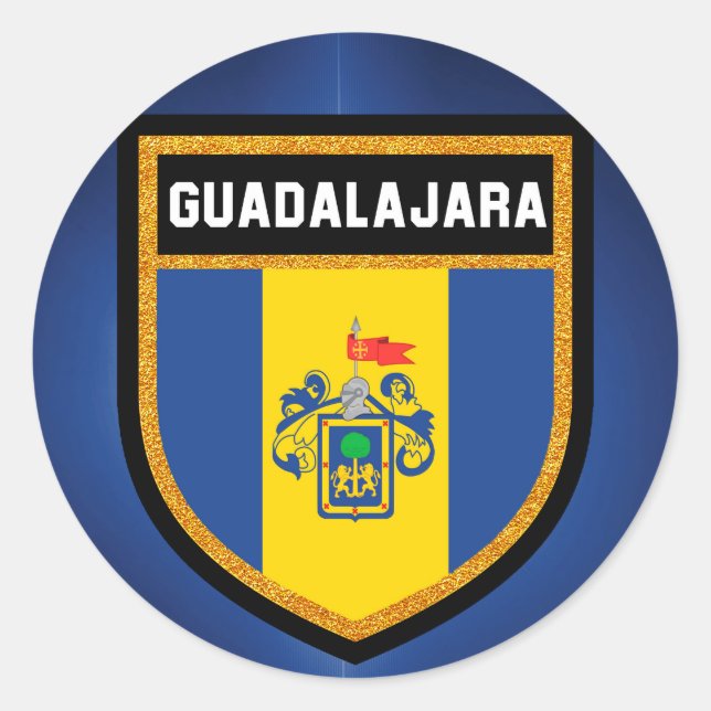 Pegatina Redonda Bandera de Guadalajara (Anverso)