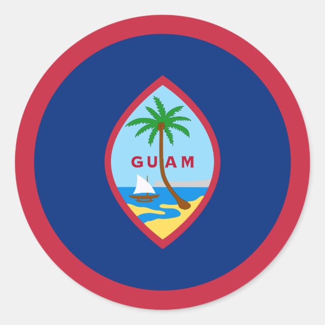 Pegatina Redonda Bandera de Guam (Anverso)