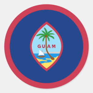 Pegatina Redonda Bandera de Guam