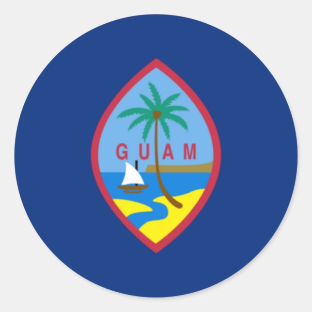 Pegatina Redonda Bandera de Guam (Anverso)