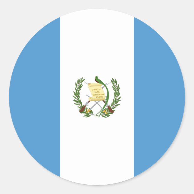 Pegatina Redonda Bandera de Guatemala (Anverso)