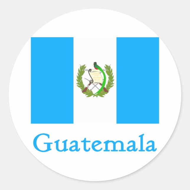 Pegatina Redonda Bandera de Guatemala (Anverso)