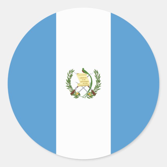 Pegatina Redonda Bandera de Guatemala (Guatemala) (Anverso)
