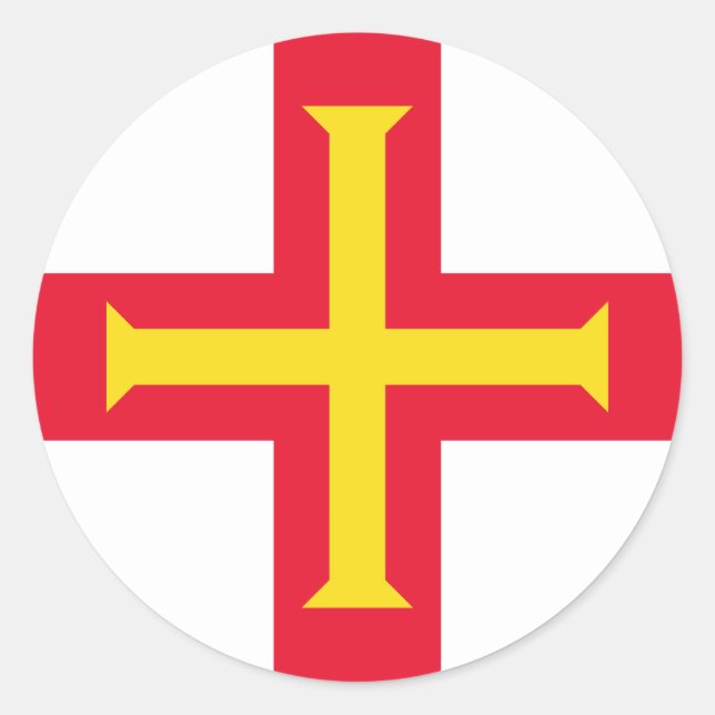 Pegatina Redonda Bandera de Guernsey (Anverso)