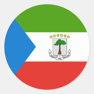 Pegatina Redonda Bandera de Guinea Ecuatorial