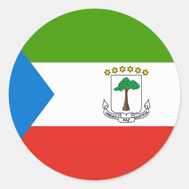 Pegatina Redonda Bandera de Guinea Ecuatorial (Anverso)