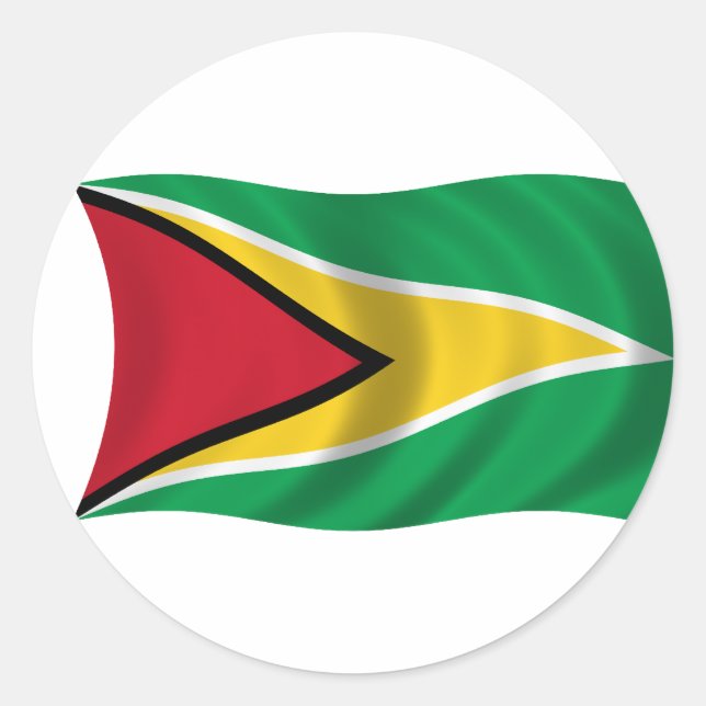 Pegatina Redonda Bandera de Guyana (Anverso)