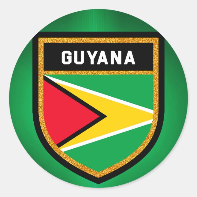 Pegatina Redonda Bandera de Guyana (Anverso)