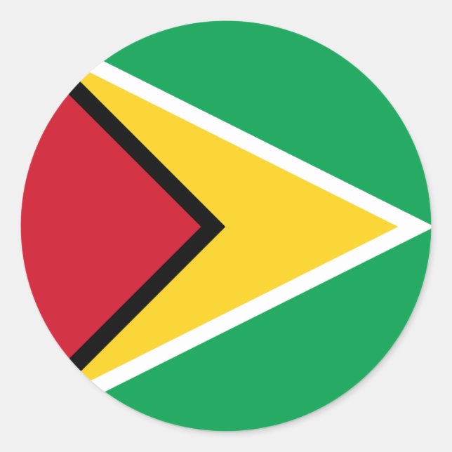Pegatina Redonda Bandera de Guyana (Anverso)