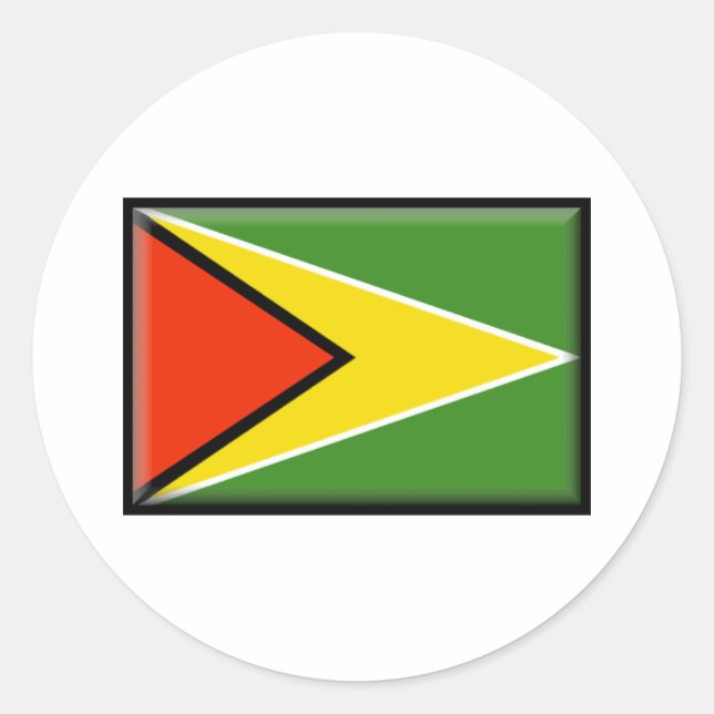 Pegatina Redonda Bandera de Guyana (Anverso)