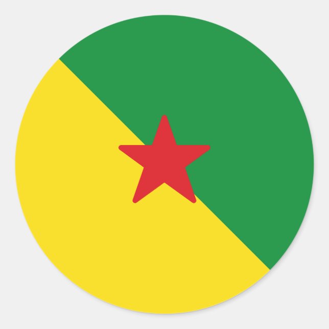 Pegatina Redonda Bandera de Guyana Francesa (Anverso)
