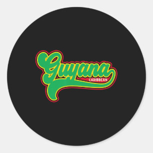 Pegatina Redonda Bandera de Guyana Guyanés Vacaciones Caribe Crucer