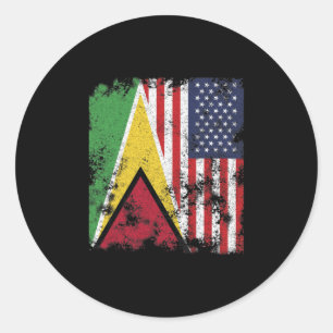 Pegatina Redonda Bandera de Guyana USA - Medio americano