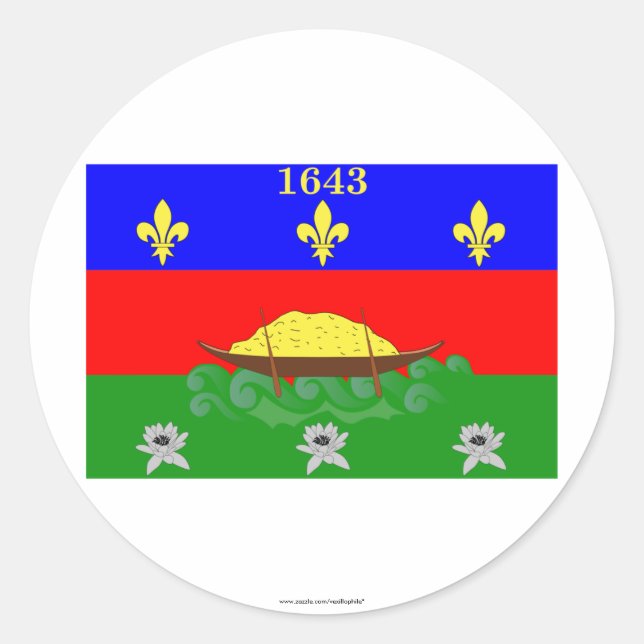 Pegatina Redonda Bandera de Guyane (Anverso)