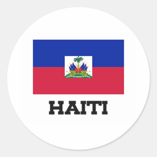 Pegatina Redonda Bandera de Haití (Anverso)