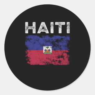 Pegatina Redonda Bandera de Haití angustiada - Bandera haitiana