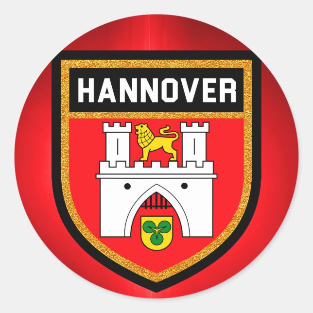Pegatina Redonda Bandera de Hannover (Anverso)