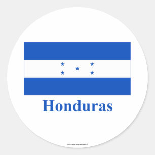 Pegatina Redonda Bandera de Honduras con nombre