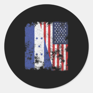 Pegatina Redonda Bandera de Honduras USA - Medio americano
