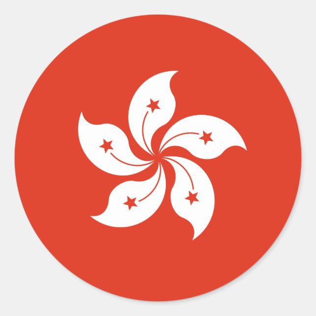 Pegatina Redonda Bandera de Hong Kong (Anverso)