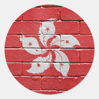Pegatina Redonda Bandera de Hongkong