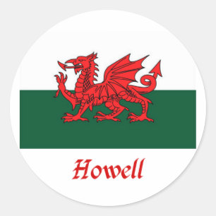 Pegatina Redonda Bandera de Howell Galés