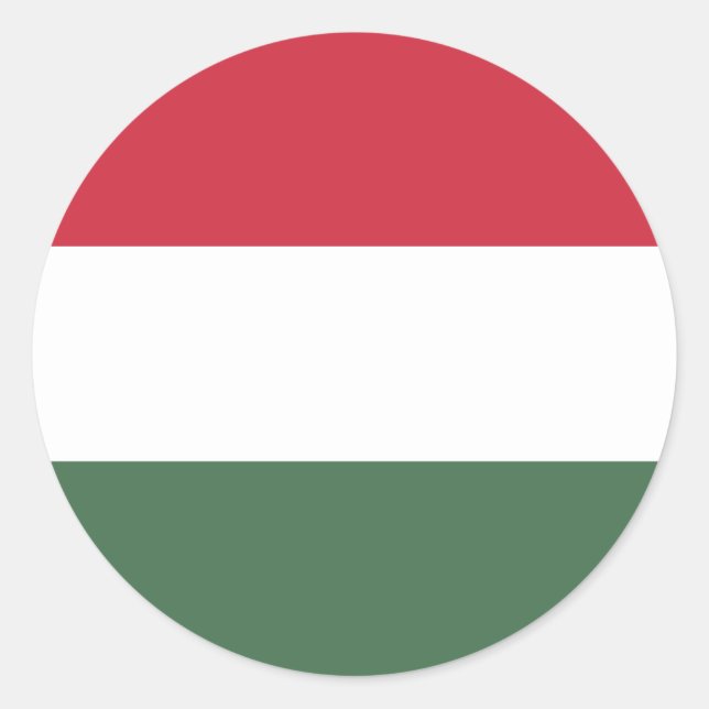 Pegatina Redonda Bandera de Hungría (Anverso)