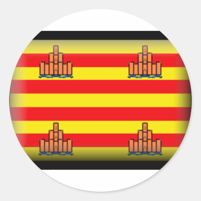 Pegatina Redonda Bandera de Ibiza España (Anverso)