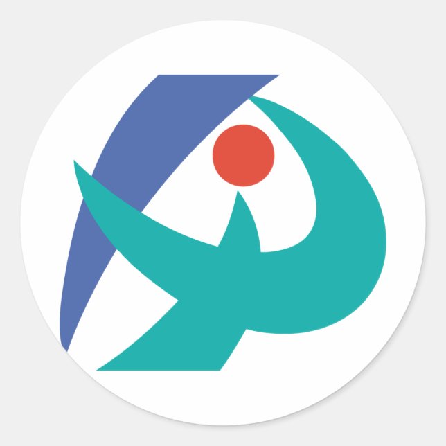 Pegatina Redonda Bandera de Iga, Mie, Japón (Anverso)