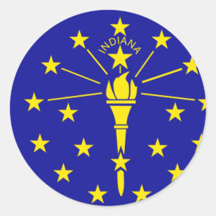 Pegatina Redonda Bandera de Indiana