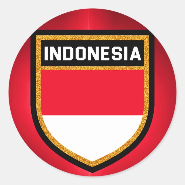 Pegatina Redonda Bandera de Indonesia (Anverso)