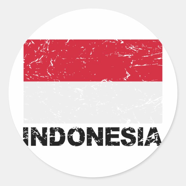 Pegatina Redonda Bandera de Indonesia (Anverso)