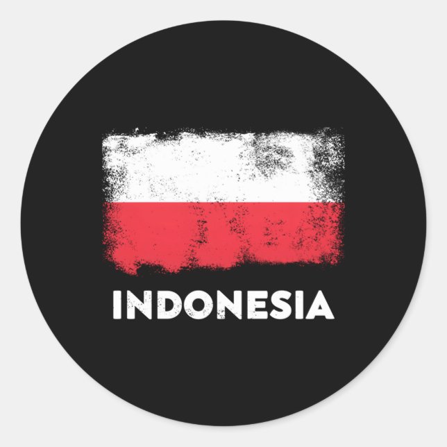 Pegatina Redonda Bandera de Indonesia (Anverso)