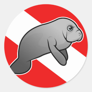 Pegatina Redonda Bandera de inmersión de Manatee