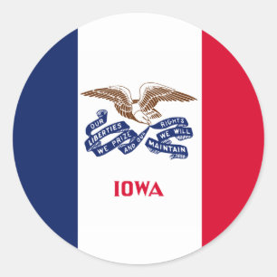 Pegatina Redonda Bandera de Iowan, Bandera de Iowa
