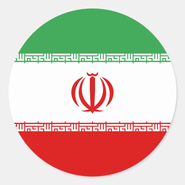 Pegatina Redonda Bandera de Irán (Anverso)