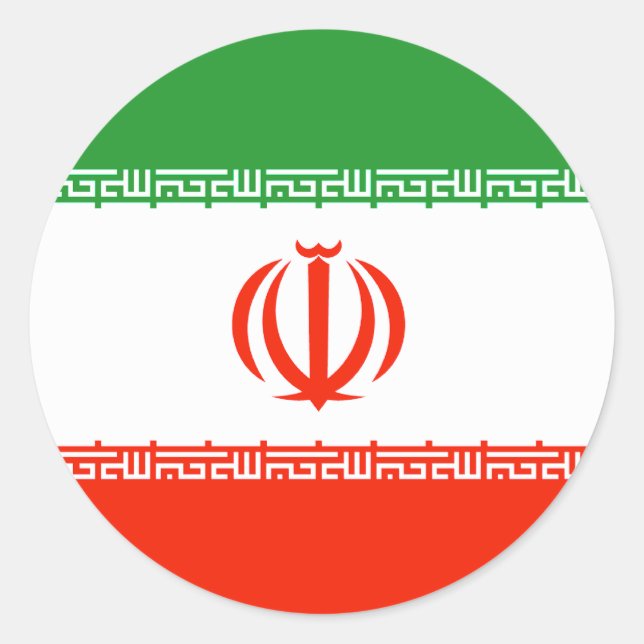 Pegatina Redonda Bandera de Irán (Anverso)