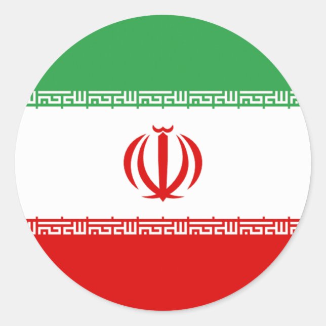 Pegatina Redonda Bandera de Irán (Anverso)