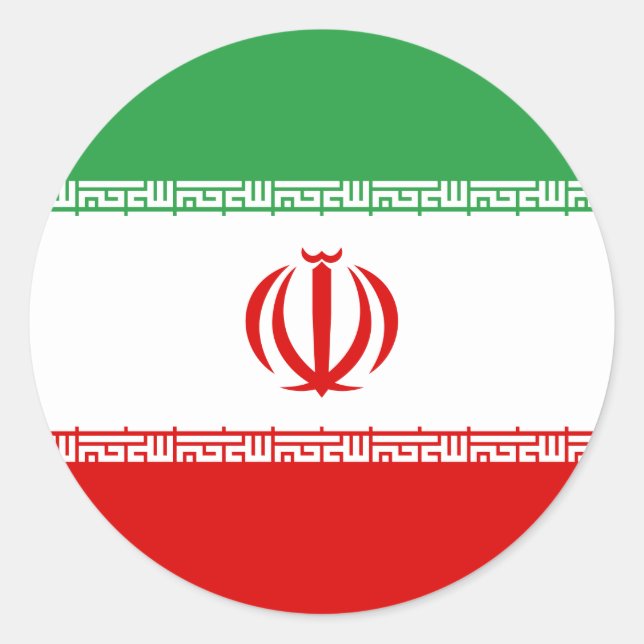 Pegatina Redonda Bandera de Irán (iraní) (Anverso)