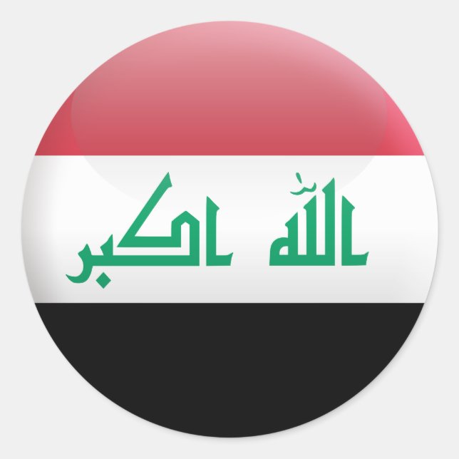 Pegatina Redonda Bandera de Iraq (Anverso)