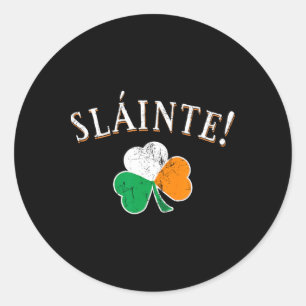 Pegatina Redonda Bandera de Irlanda de la tostada Slainte Shamrock 